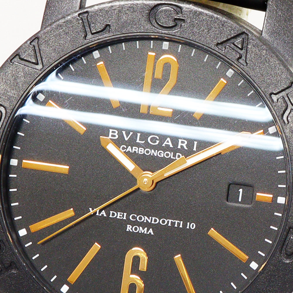 Bvlgari Bvlgari BB40CL Carbon Leather Automatic Men's Watch in Great Condition