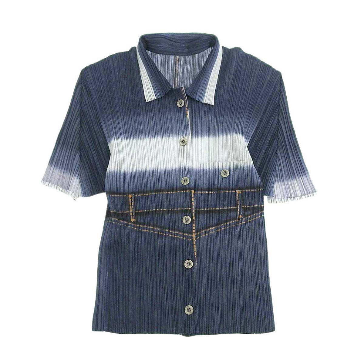 Pleats Please Denim Print Shirt PP22 JJ894