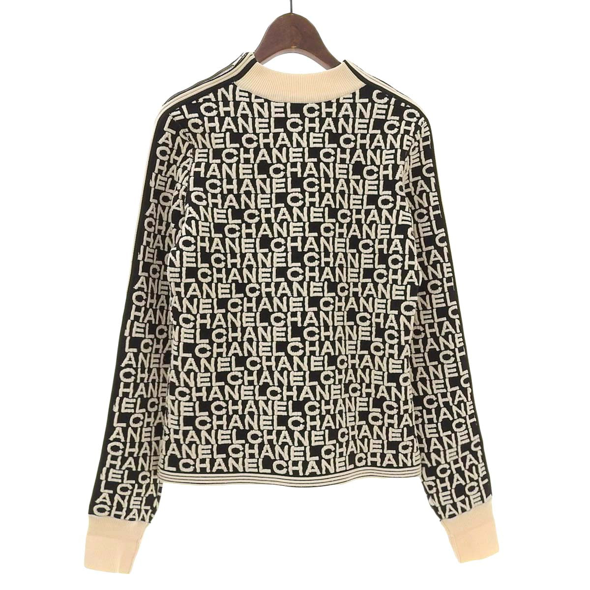 Chanel Logo Knit Sweater Black White