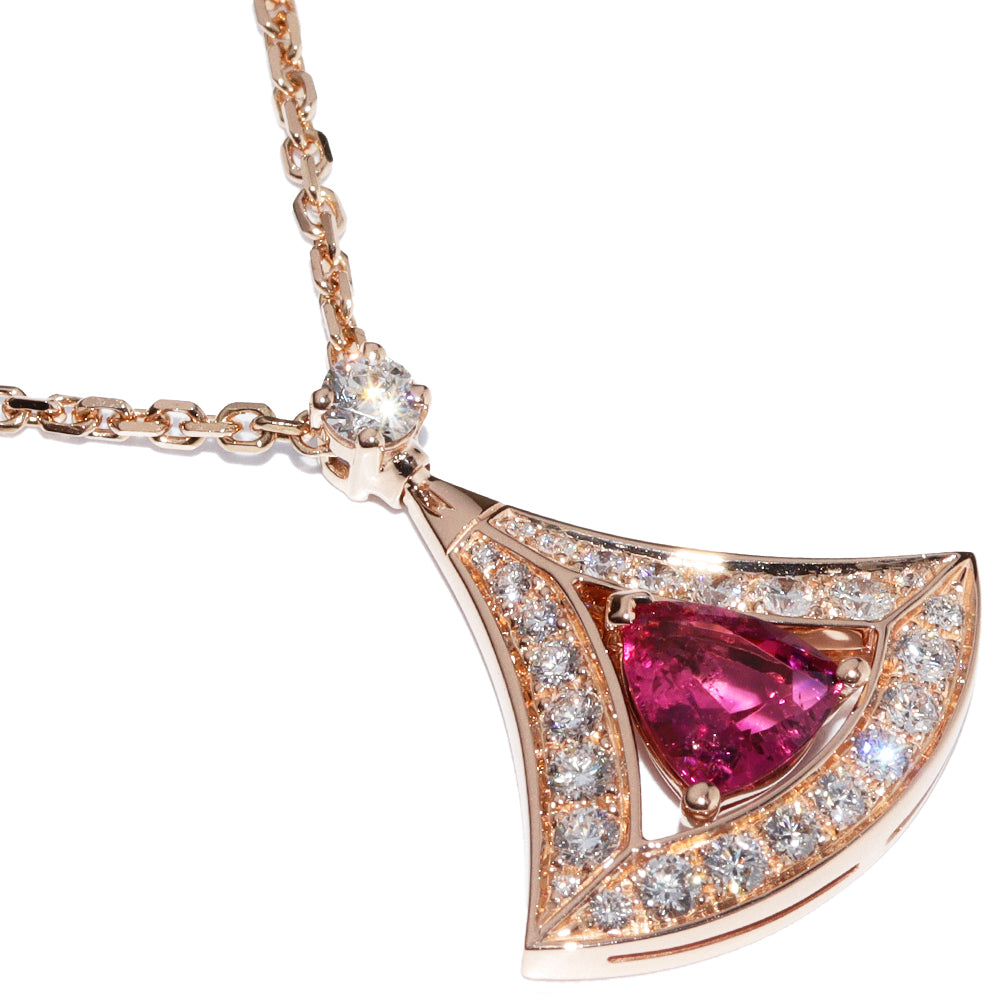 Bvlgari K18PG Tourmaline Diva Dream Pendant Necklace