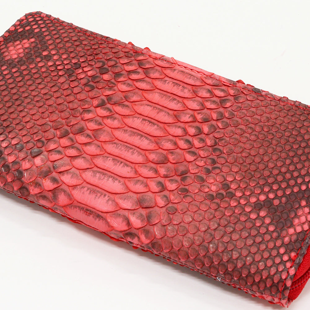 Python Round Zipper Long Wallet Red