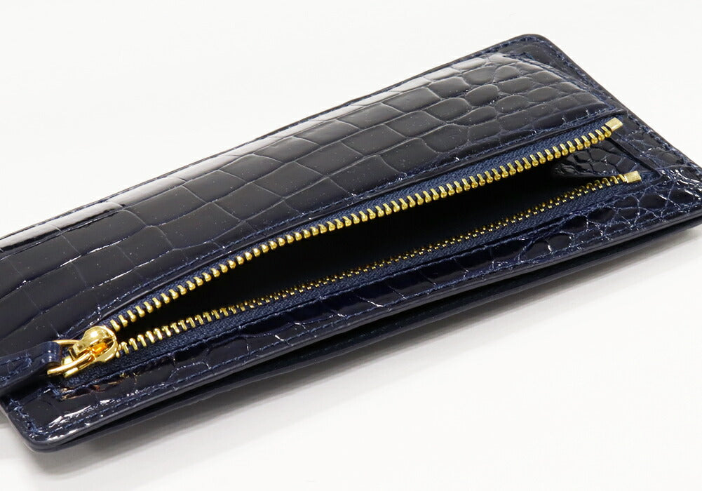 Crocodile Zipper Long Wallet Fragment Case Blue