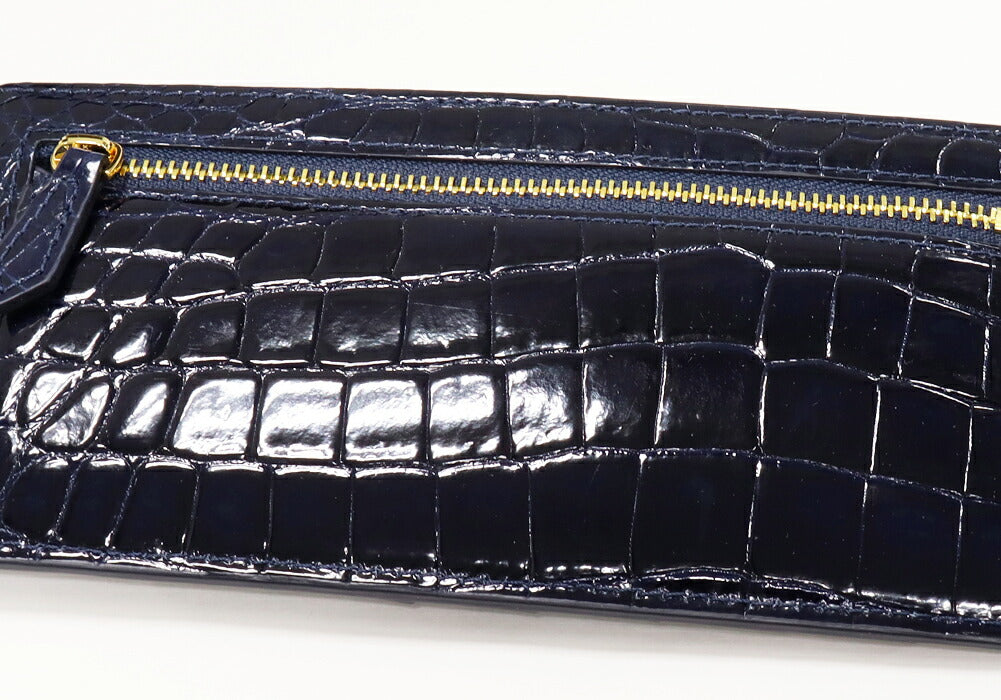 Crocodile Zipper Long Wallet Fragment Case Blue