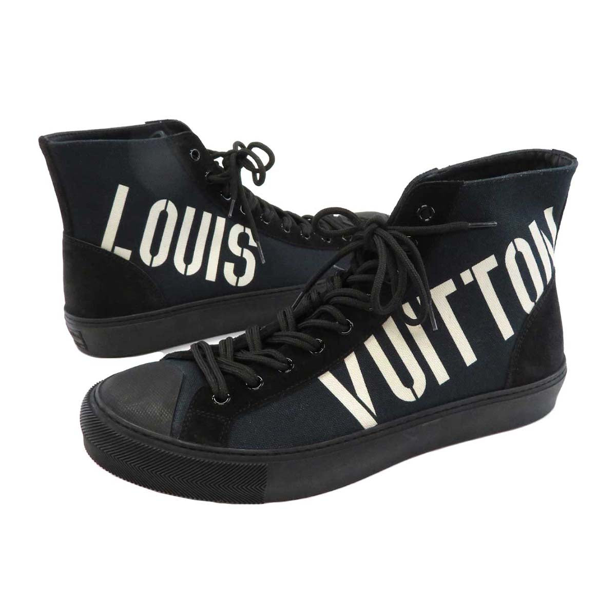 Louis Vuitton Suede Canvas High-Top Sneakers