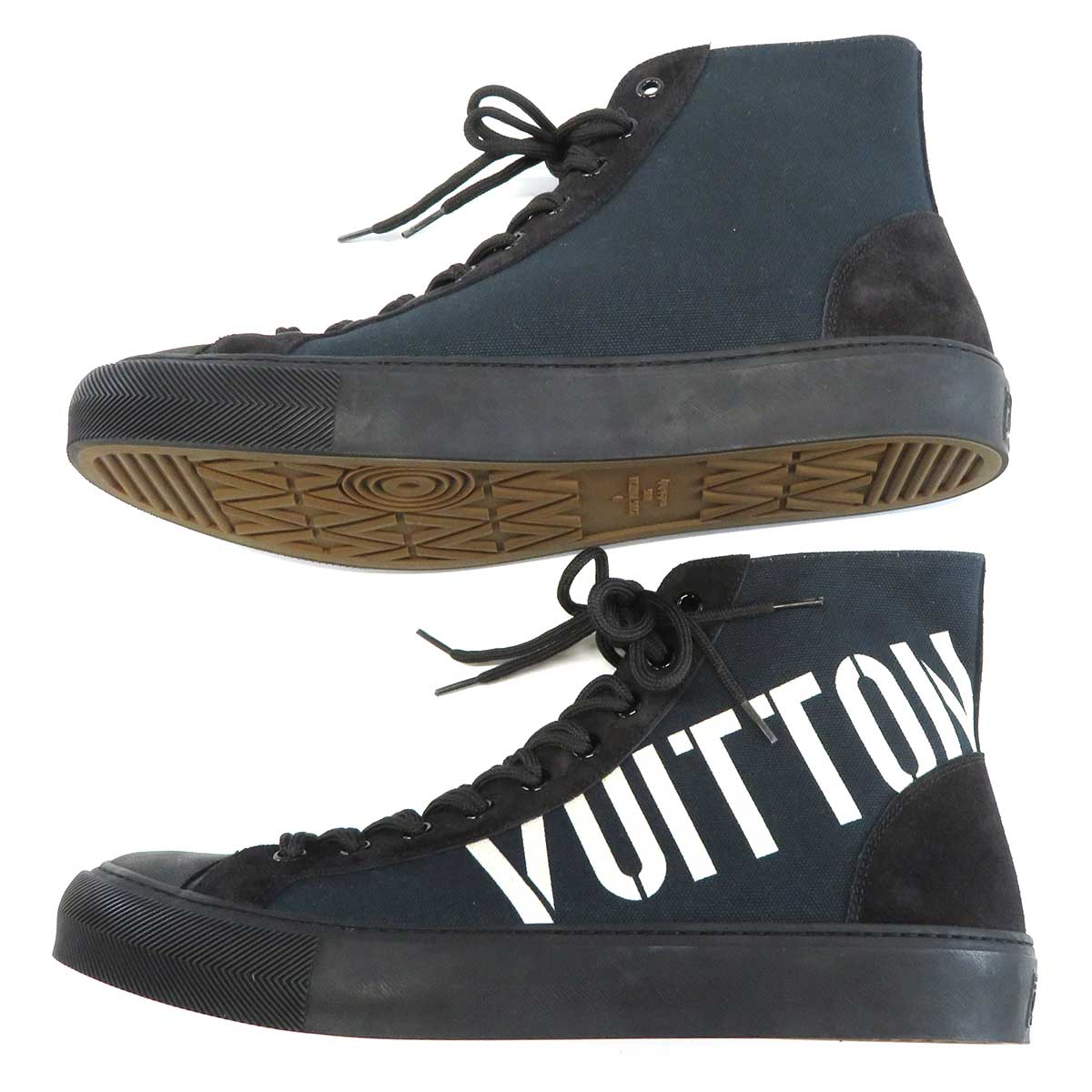 Louis Vuitton Suede Canvas High-Top Sneakers