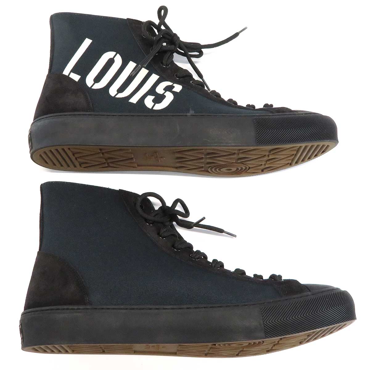 Louis Vuitton Suede Canvas High-Top Sneakers