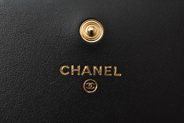 Chanel Boy Belt Bag Coin Case Chain Pouch Black Gold Hardware