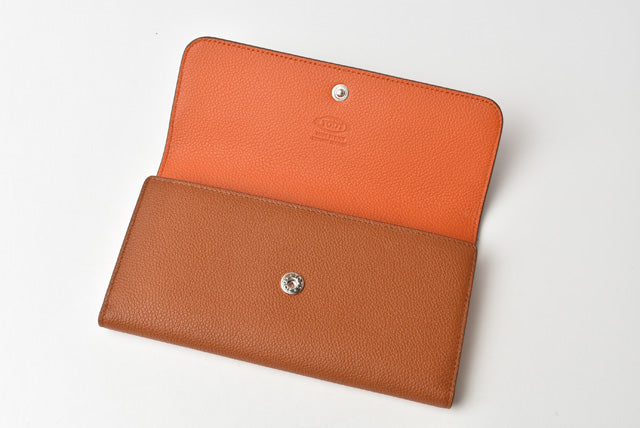 Tod's Leather Trifold Wallet Brown/Orange