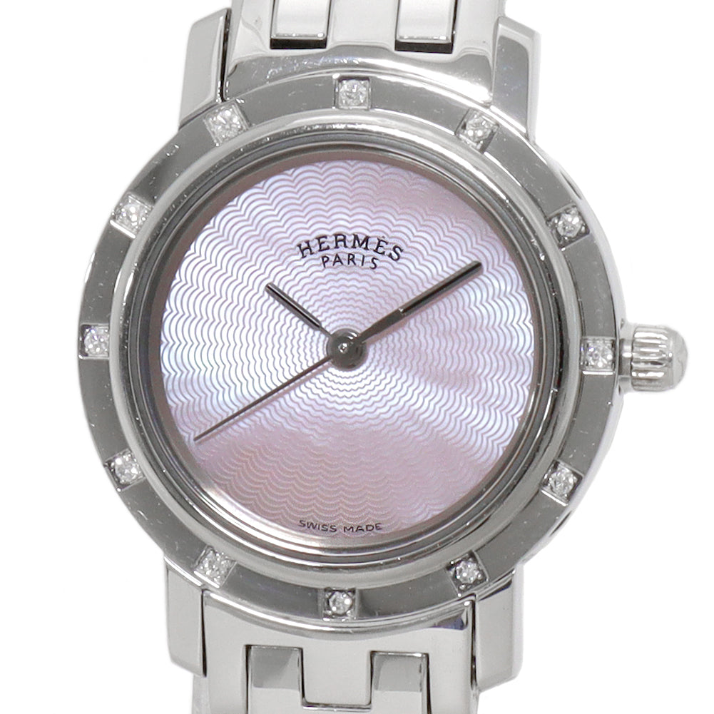 Hermes Clipper Nacre CL4.230 Stainless Steel Quartz Ladies in Great Condition