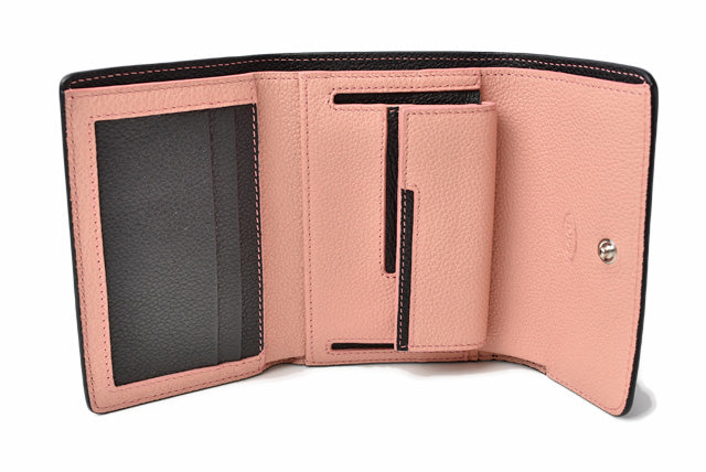 Tod's Leather Trifold Wallet Double TT Black/Pink