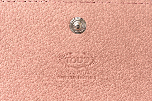 Tod's Leather Trifold Wallet Double TT Black/Pink