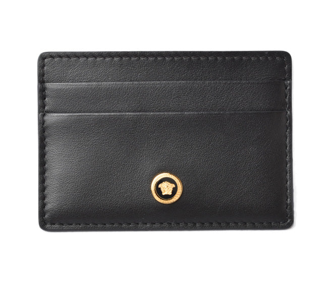 Versace Leather Card Case Medusa Motif Black