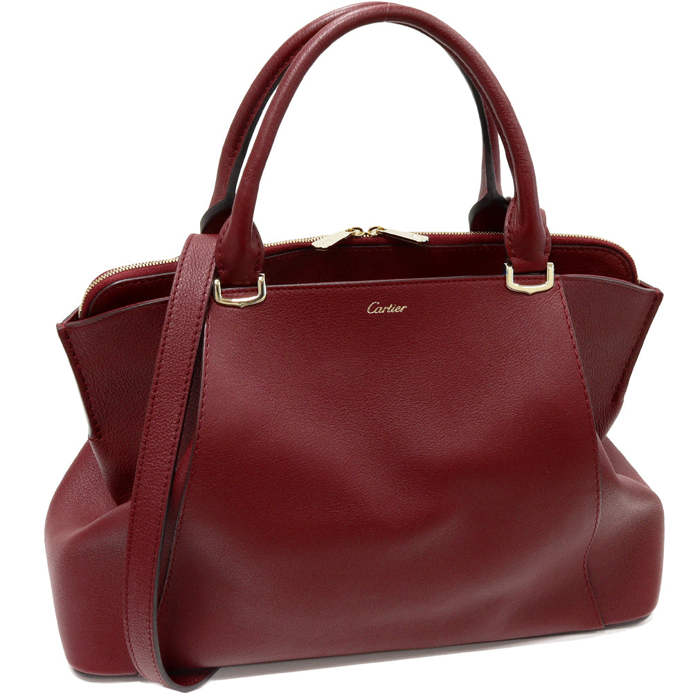 Cartier C de Cartier SM Calf Leather 2-Way Handbag Bordeaux in Pristine Condition