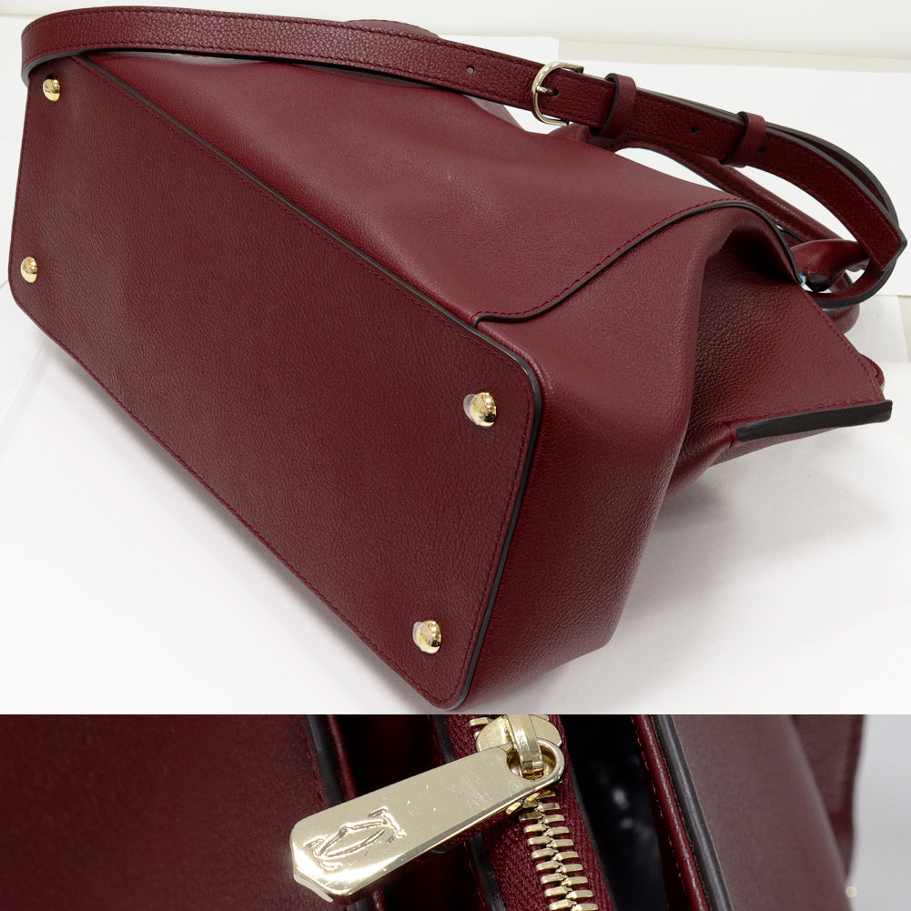 Cartier C de Cartier SM Calf Leather 2-Way Handbag Bordeaux in Pristine Condition