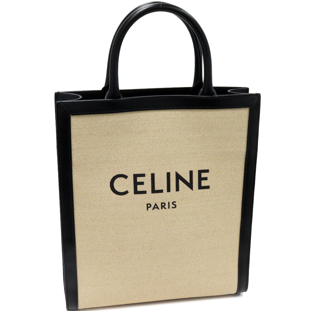 Celine Canvas Calf Hand Tote Shoulder Bag Small Vertical Cabas 2WAY 192082DL4