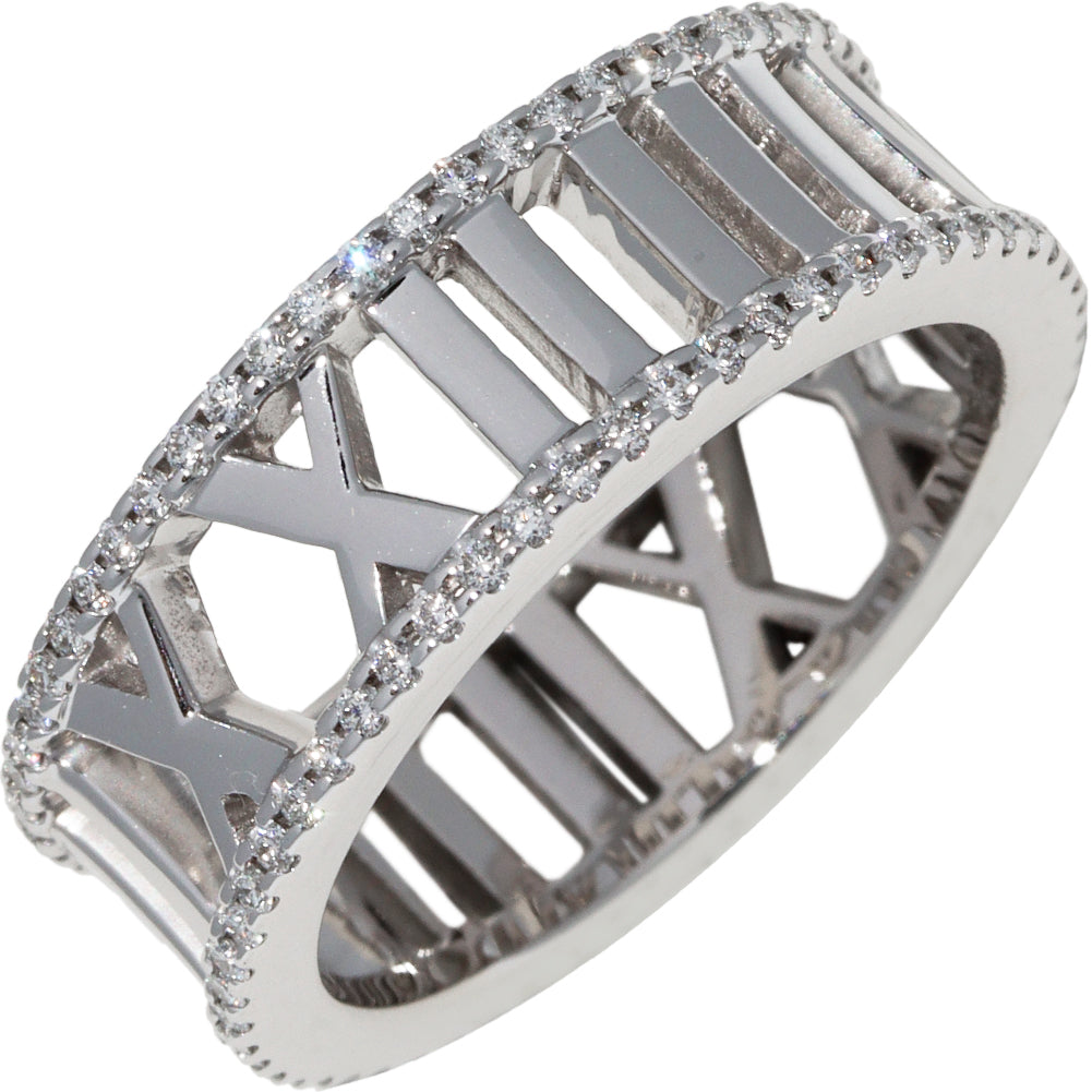 Tiffany & Co K18WG Diamond Open Atlas Ring in Great Condition