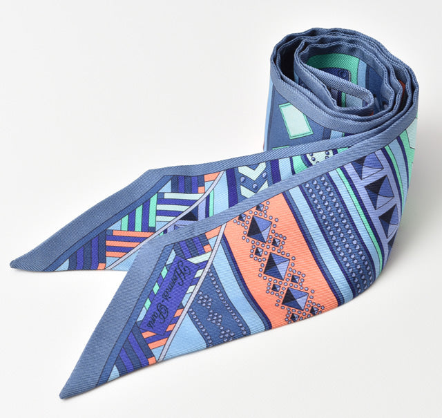 Hermes Silk Twilly Scarf Blue Multi