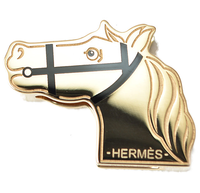 Hermes Metal Scarf Ring / Scarf Holder Twilly Ring Cadreju Horse 2.4×1.7cm in Pristine Condition