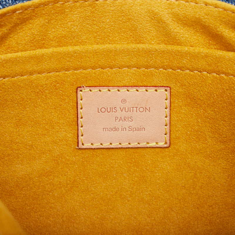 Authentic LOUIS VUITTON Mini Pleaty Shoulder Bag Monogram Denim Blue M95050
