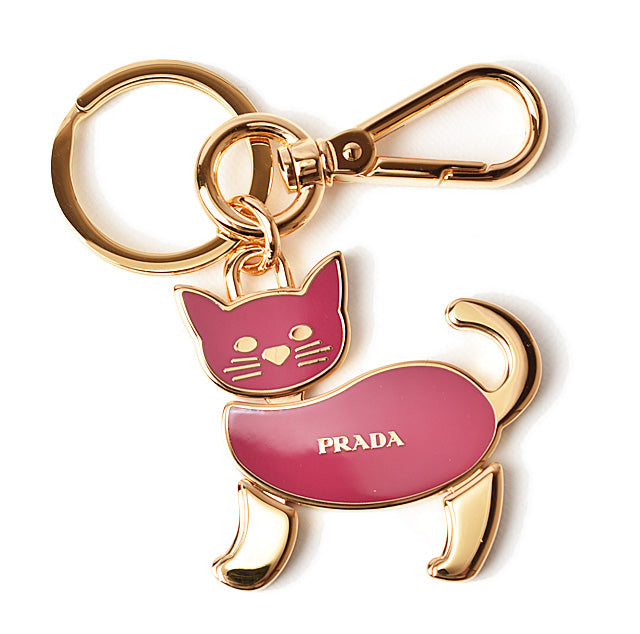 Prada Metal Keyring/Keychain/Charm Trick Cat Peonia Gold 1PS433