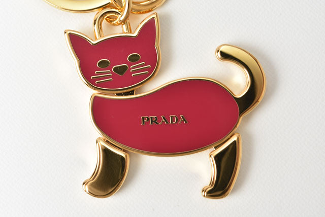 Prada Metal Keyring/Keychain/Charm Trick Cat Peonia Gold 1PS433