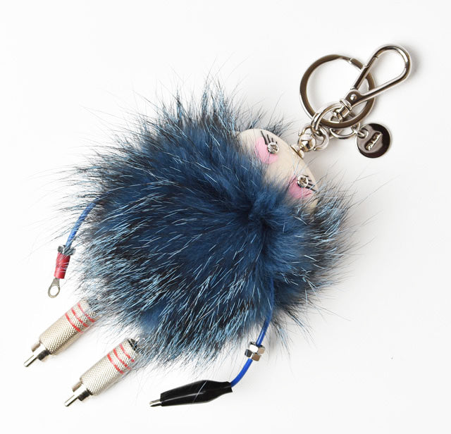 Prada Leather/Metal Keyring Keychain Trick Robot Blue