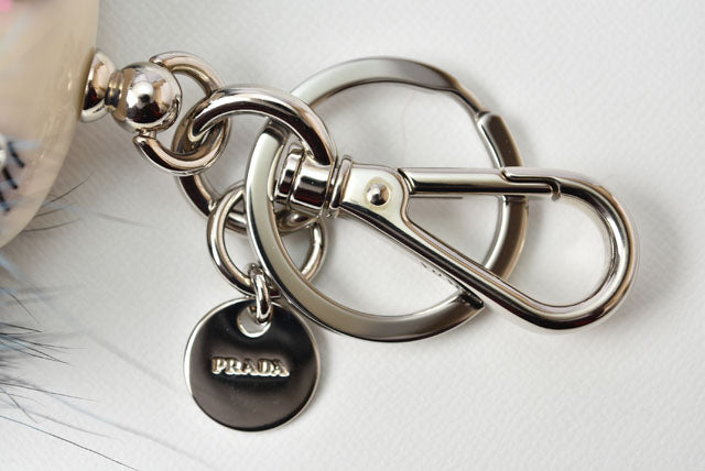 Prada Leather/Metal Keyring Keychain Trick Robot Blue