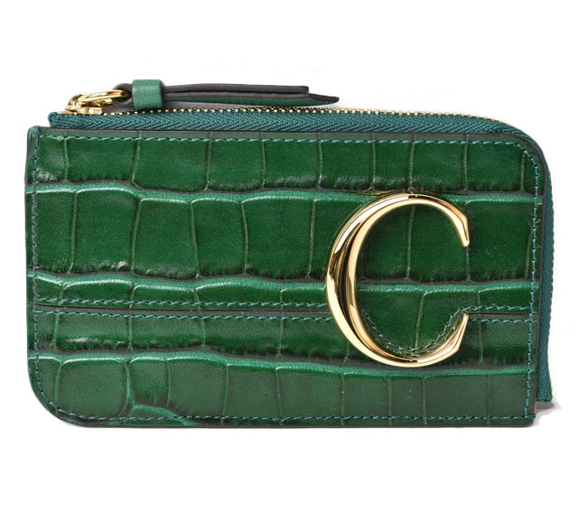 Chloe Leather Mini Wallet/Coin/Card Case Green