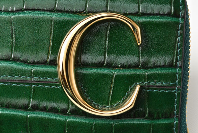 Chloe Leather Mini Wallet/Coin/Card Case Green