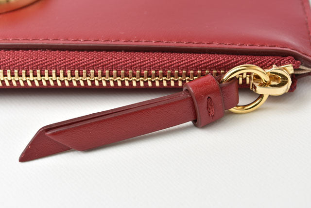 Chloe Leather Mini Wallet Coin Card Case Red