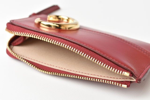 Chloe Leather Mini Wallet Coin Card Case Red