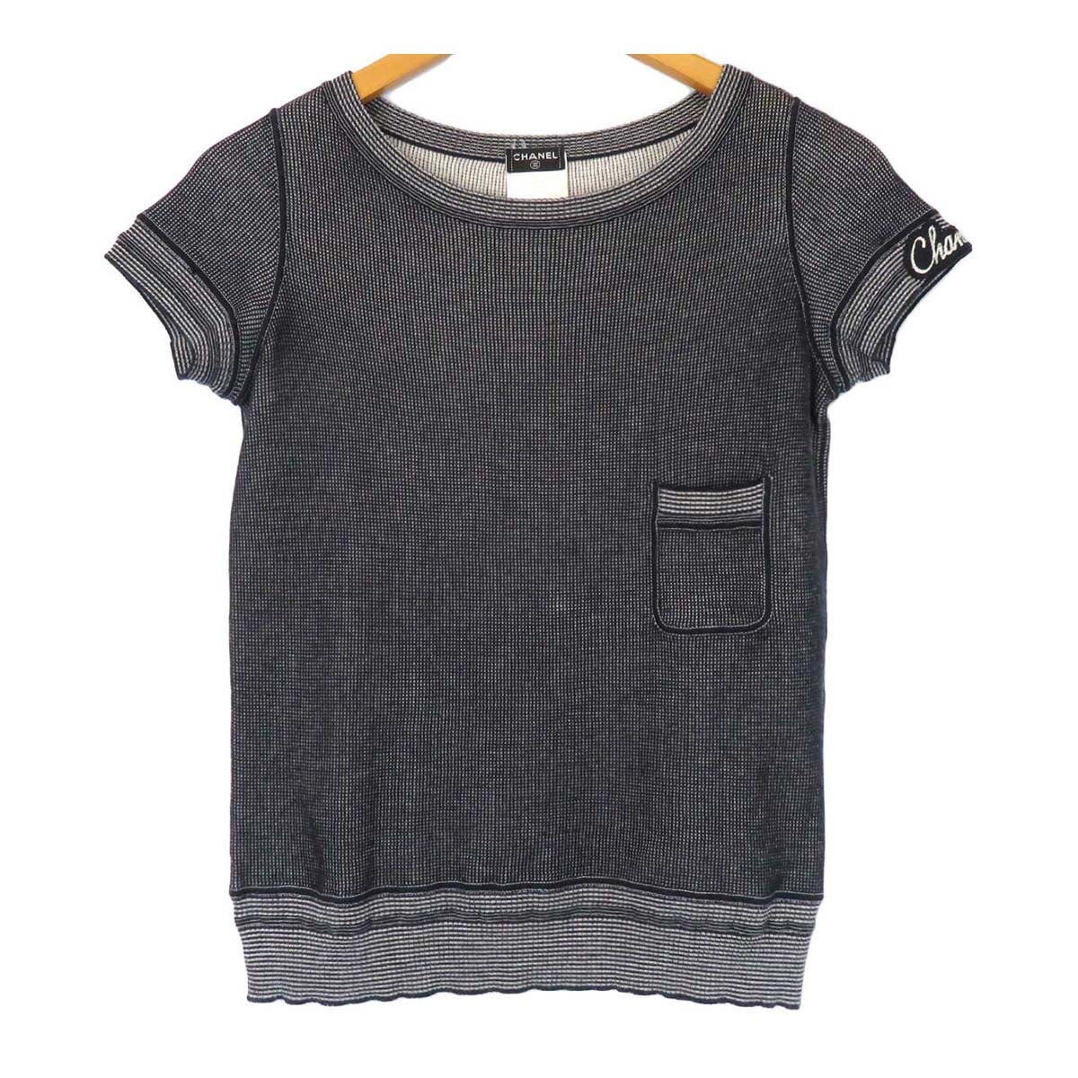 Chanel Cotton Logo Patch Knit T-Shirt