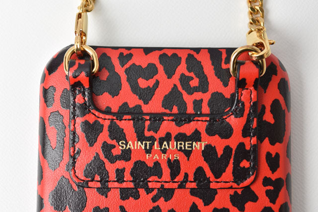 Yves Saint Laurent Smartphone Shoulder Bag/iPhone Case Leopard Red/Black