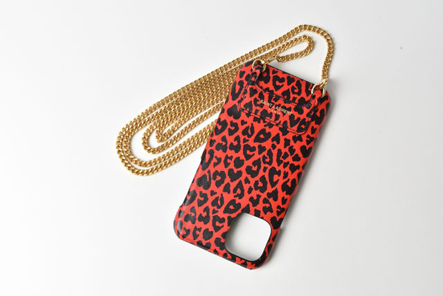 Yves Saint Laurent Smartphone Shoulder Bag/iPhone Case Leopard Red/Black