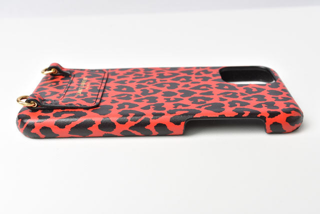 Yves Saint Laurent Smartphone Shoulder Bag/iPhone Case Leopard Red/Black