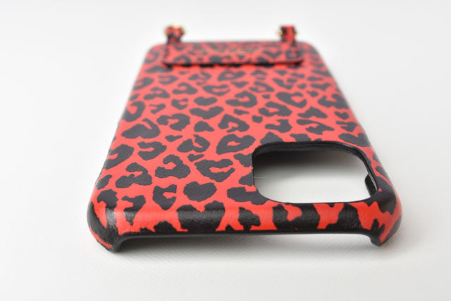 Yves Saint Laurent Smartphone Shoulder Bag/iPhone Case Leopard Red/Black