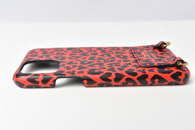 Yves Saint Laurent Smartphone Shoulder Bag/iPhone Case Leopard Red/Black