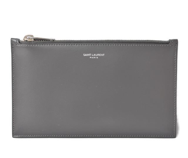 Saint Laurent Leather Clutch Bag Grey