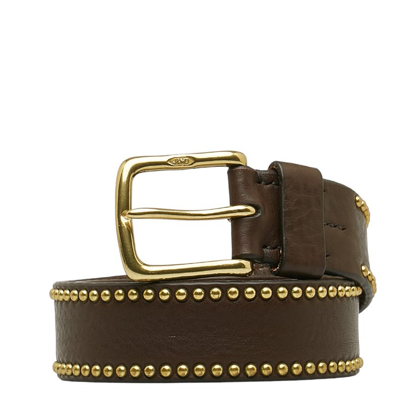 J&M Davidson Studded Leather Belt Brown Gold