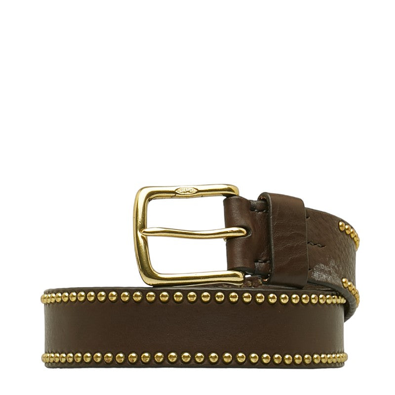 J&M Davidson Studded Leather Belt Brown Gold