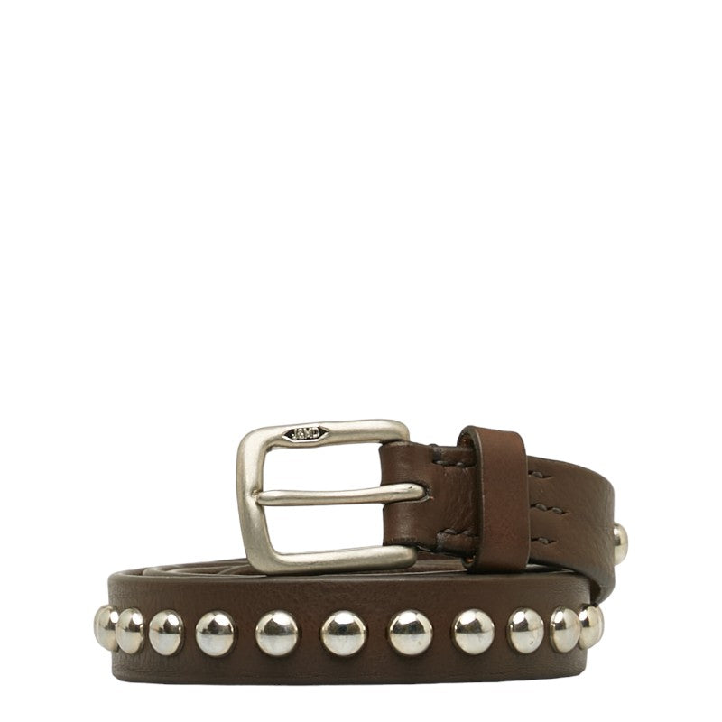 J&M Davidson Studded Leather Belt Brown Silver