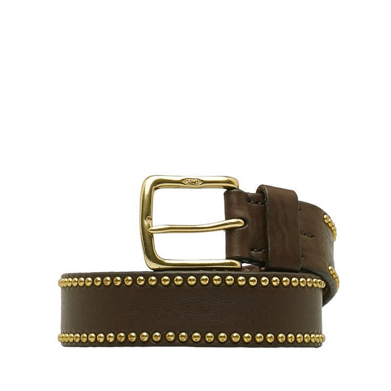 J&M Davidson Studded Leather Belt Brown Gold