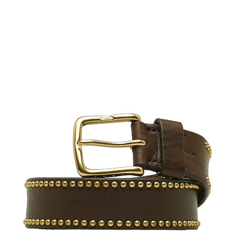 J&M Davidson Studded Leather Belt Brown Gold