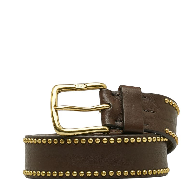 J&M Davidson Studded Leather Belt Brown Gold