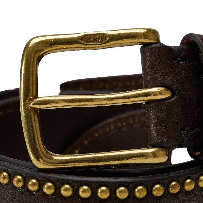 J&M Davidson Studded Leather Belt Brown Gold in Very Good Condition