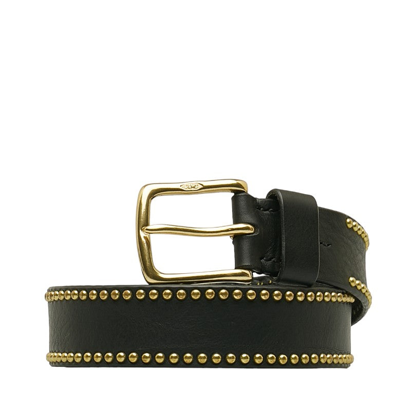 J&M Davidson Studded Leather Belt Black Gold