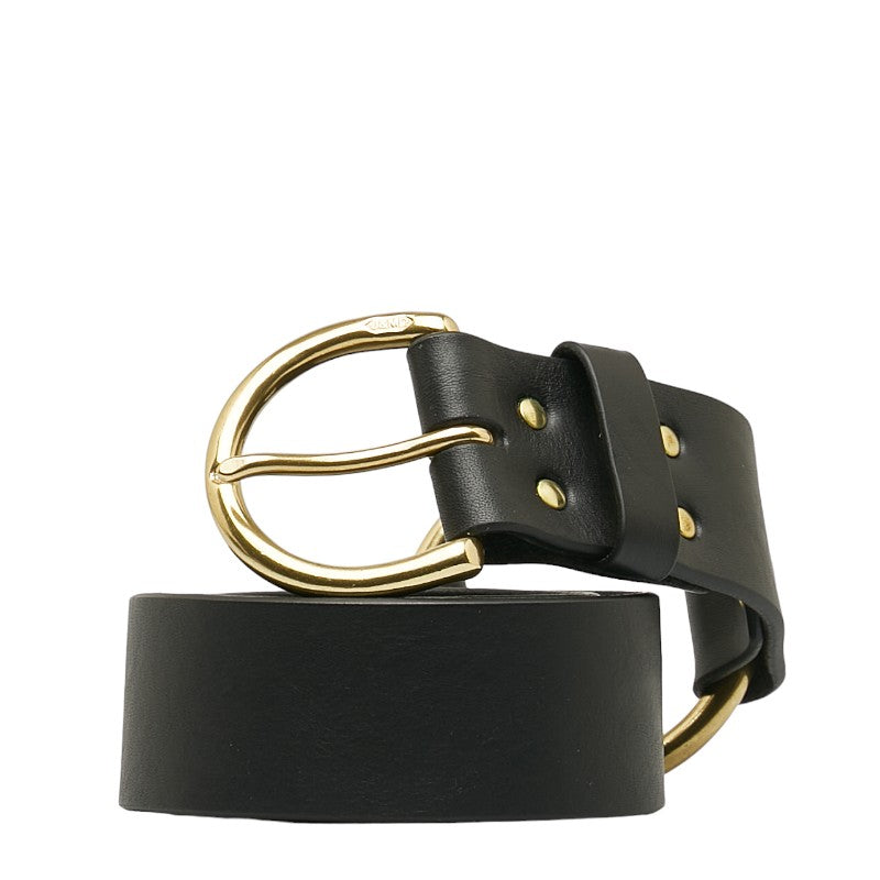 J&M Davidson Leather Ring Belt Black Gold