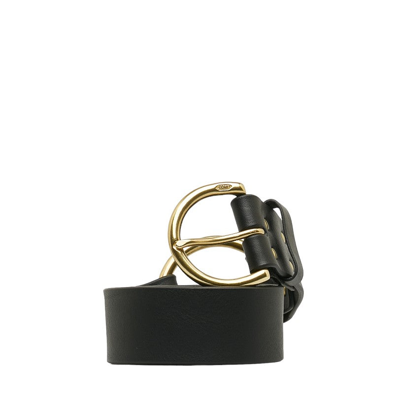 J&M Davidson Leather Ring Belt Black Gold