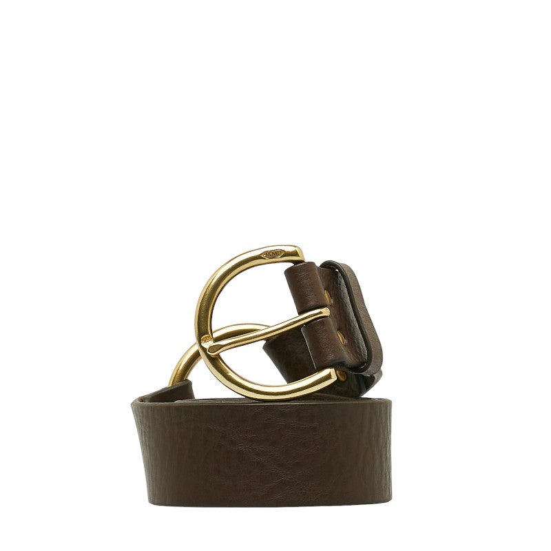 J&M Davidson Leather Ring Belt Brown Gold