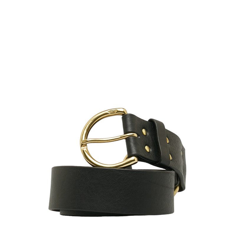 J&M Davidson Leather Ring Belt Black Gold